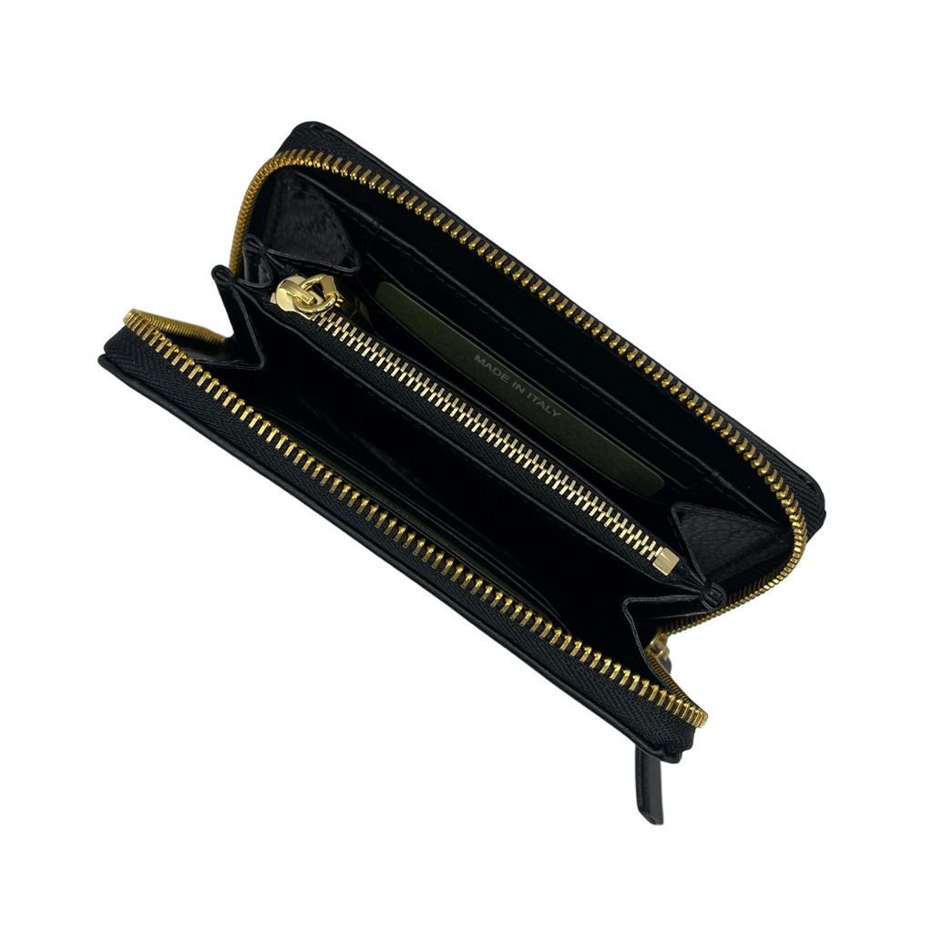 Portefeuille Femme Petal Noir Martelé